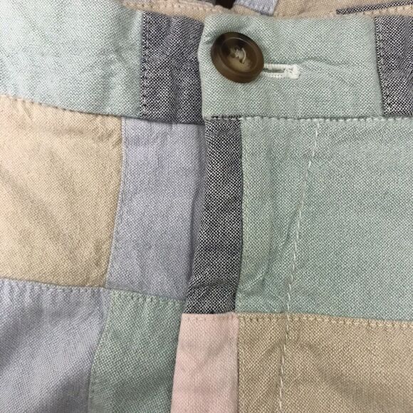 Izod Patchwork Bermuda Shorts Men's 36 Pastel Chambray Preppy Flat Pocket Pants - Picture 3 of 9
